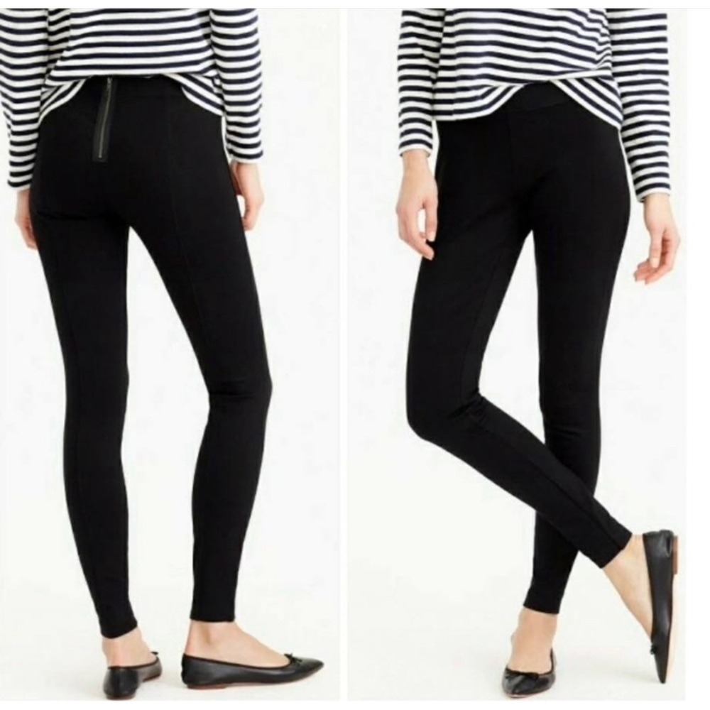 J. Crew Pixie‎ Pant 2 Black Skinny Legging Rear Zip Black High Waist Career
